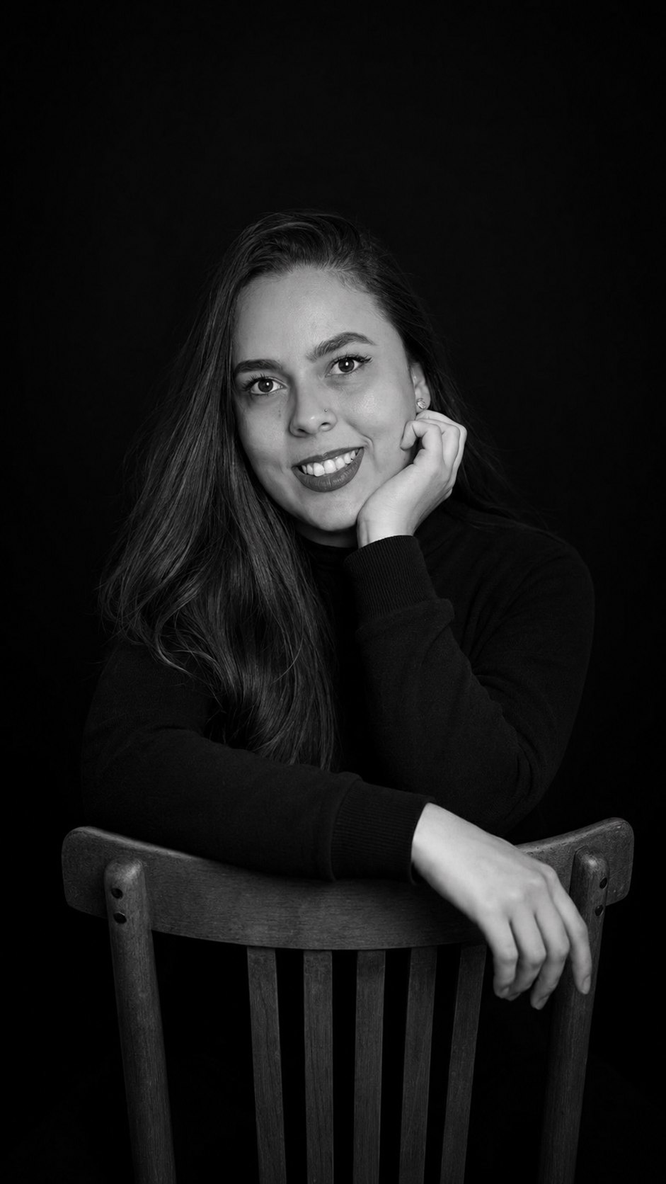 Retrato em preto e branco de Ingrid